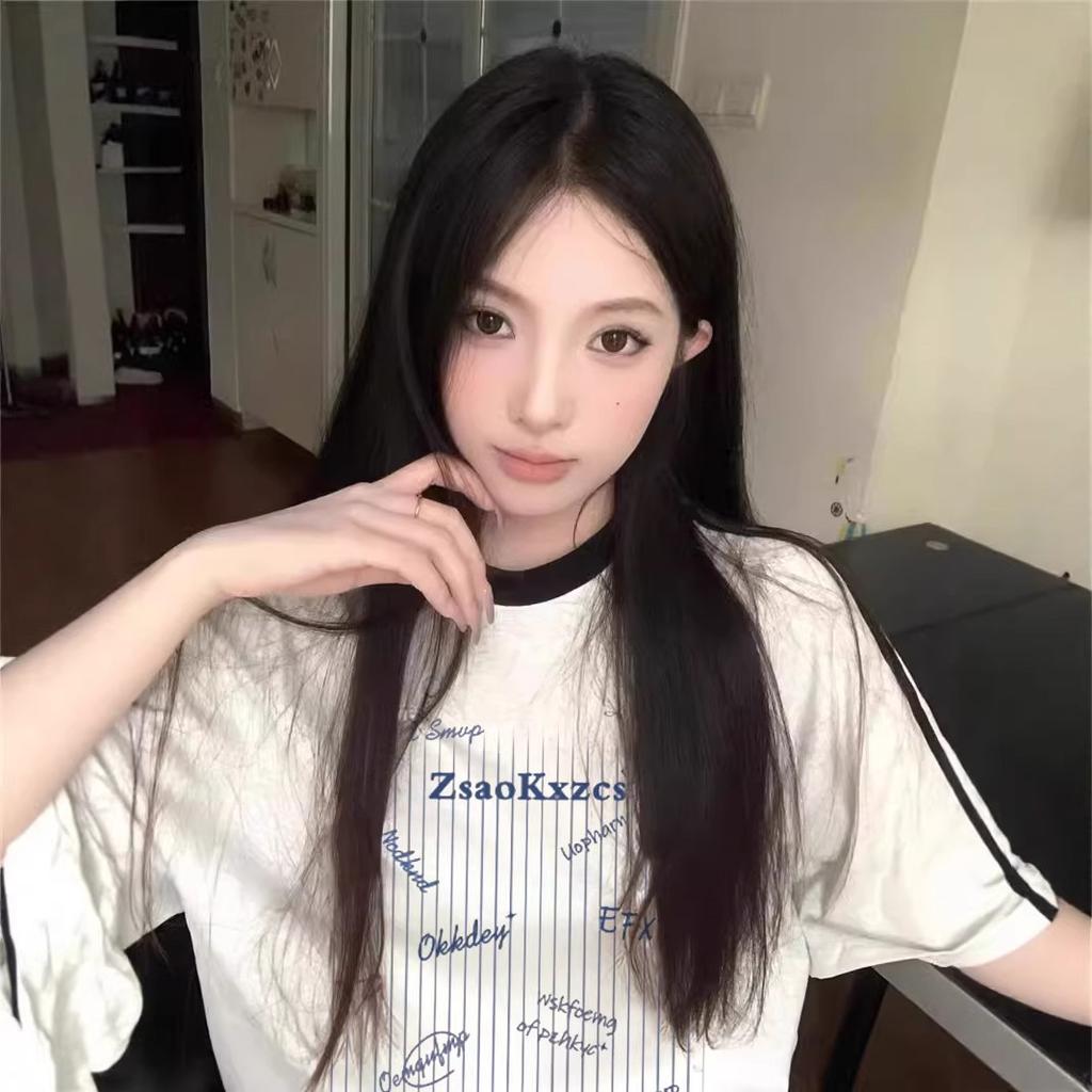 Pure cotton striped three bars short-sleeved t-shirt women's summer new popular design sense niche loose American half-sleeved top
