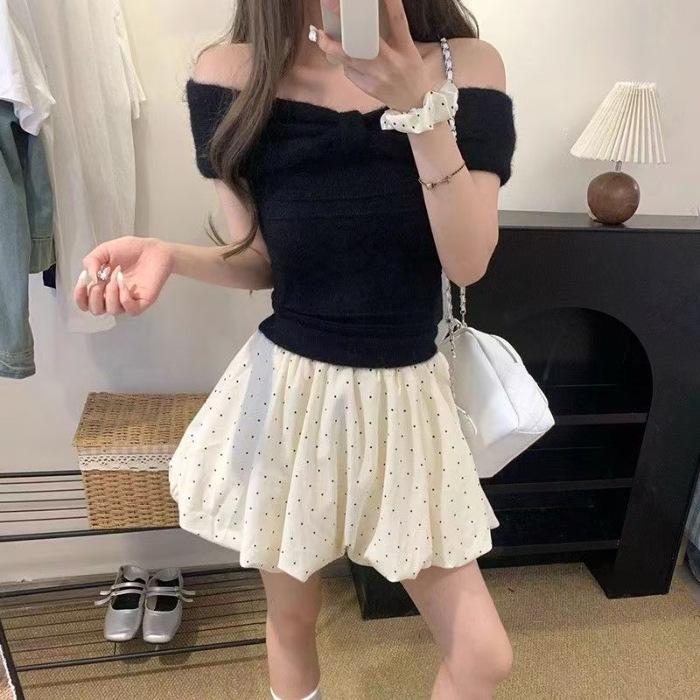 2025 New High Waist Polka Dot Puffy Skirt for Spring/Summer - Petite Cloud Bubble Style