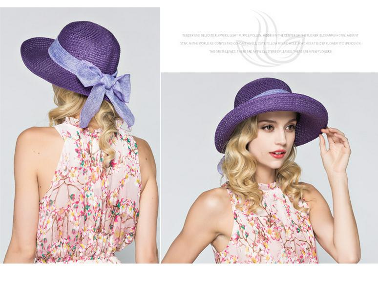 Korean Bowknot Sun Protection Straw Hat – Foldable Summer Beach Bucket Hat for Women