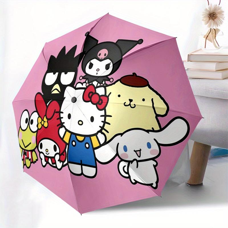 Hello Kitty, Sanrio Automatic Open/Close Umbrella Cute Umbrella with Cute Design, Portable 3 Fold Compact Umbrella for Men & Women, Hallowee