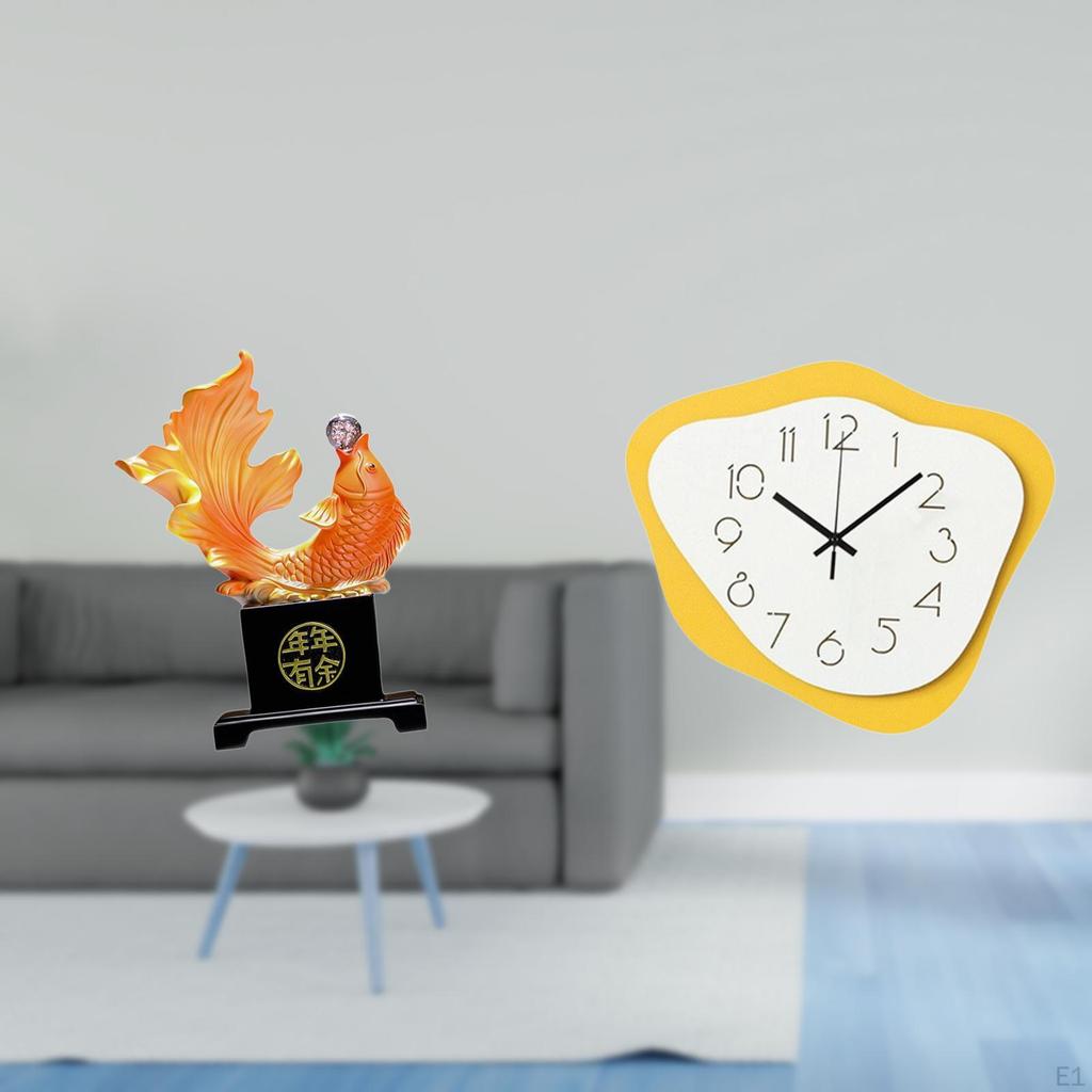 Modern Carp Resin Sculpture And Acrylic Wall Clock Ornament for Office Desk Bedroom Home Decoration
