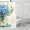 1pc Watercolor Blue Hydrangeas Shower Curtain - Eucalyptus Design, 71x71 Inch, Polyester,  Hand Wash, Stylish Bathroom Decor