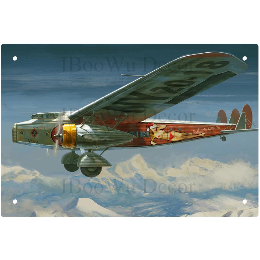 Airplane Fighter Vintage Metal Signs American Style Aircraft Wall Sticker Painting Poster Pub Bar Room Decor
