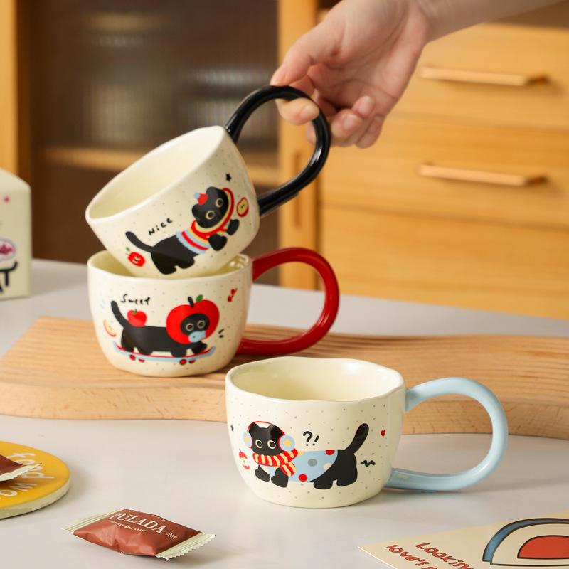 Cute Kitten Mug Breakfast Office Women Apple Cup Couple Gift Creative High Value Ceramic Water Cup