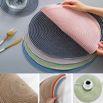 Coaster Table Mat Round PVC Placemat Kitchen Dining Table Mats Steak Pad Anti Slip Heat Resistant Placemats Home Decor