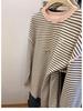 Women's Striped Bow Long-Sleeve Casual Top - Relaxed Fit, Plus Size, Autumn/Winter