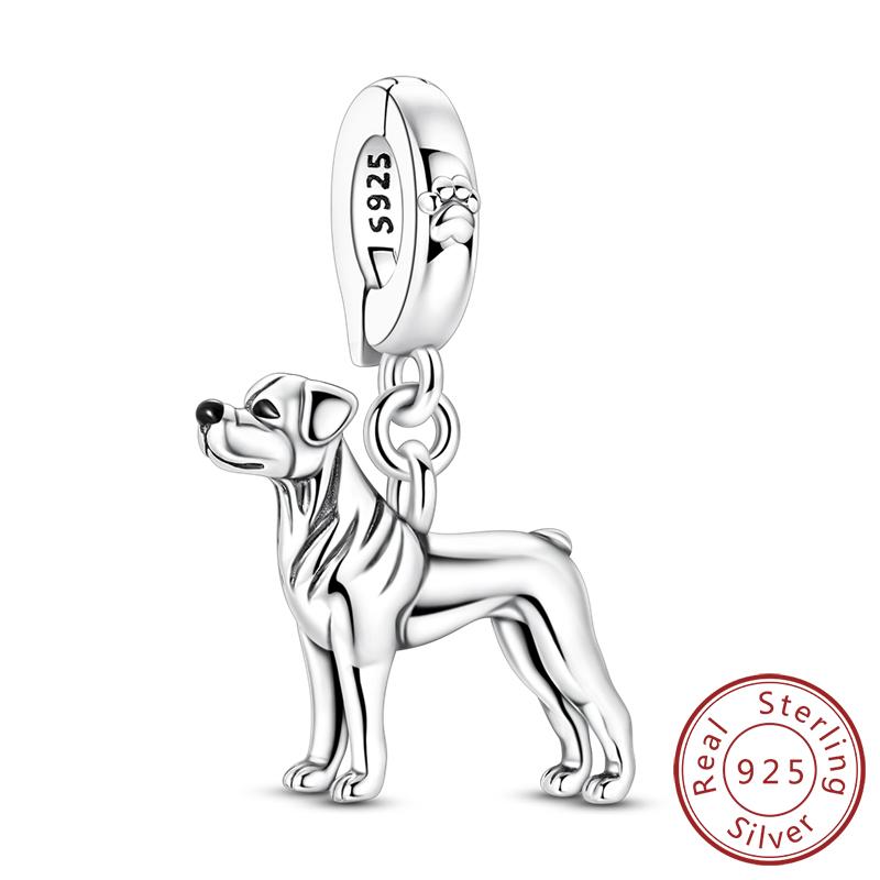 925 Silver Teddy Poodle Dog Cat Charms Beads Pendant Universal Buckle Fit Bracelet DIY Jewelry Gift