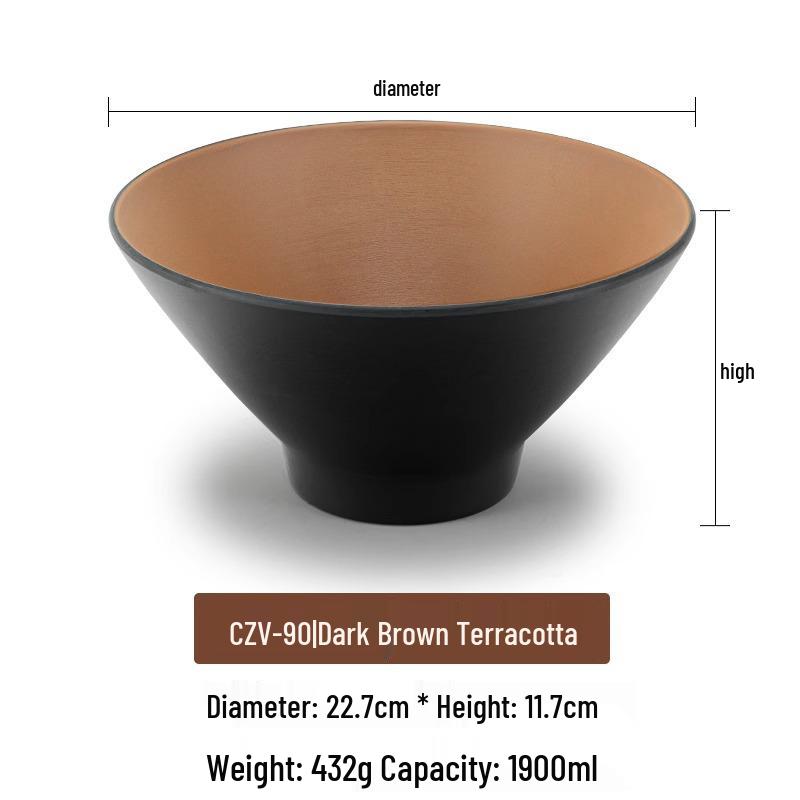 Large Frosted Melamine Ramen Bowl - Japanese-Style Restaurant Noodle Bowl for Mala Tang, Luosifen, Soup, and Rice Noodles