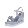 Wedge heel sandals women's 2024 summer new inner heightening bright diamond fish mouth waterproof table high heel buckle women's shoes tide