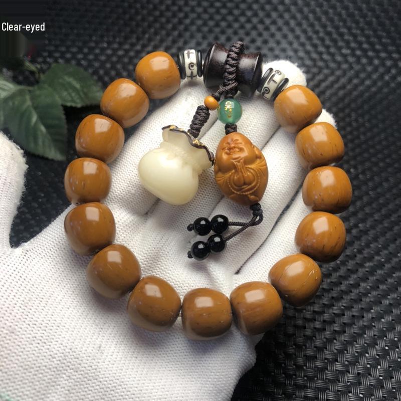 Purple Gold Rat Olive Pit Beads Bracelet - One Heart Towards Buddha, Unisex Wenwan Jewelry