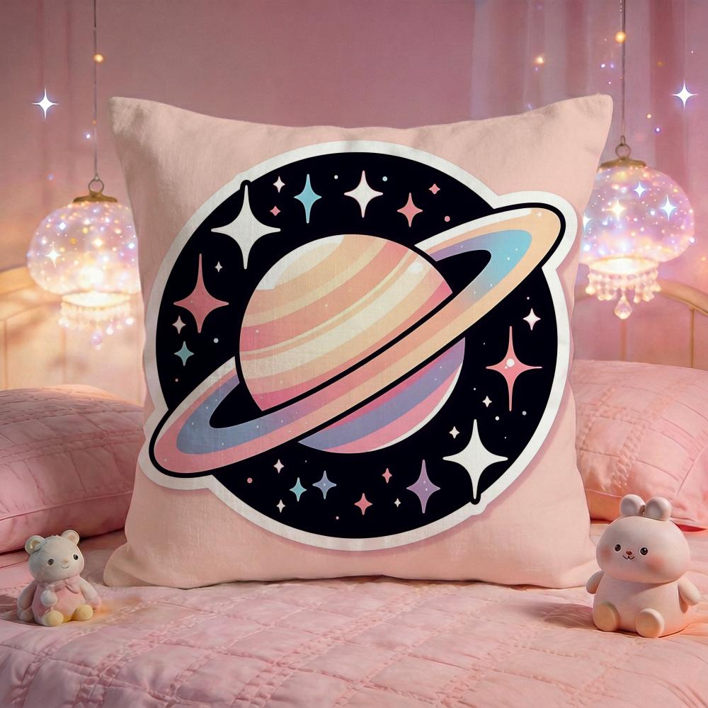 Cartoon Space Planet Cushion Cover Premium Comfort Reversible Pillow Cove Two in One Design for Any Room Car Interior