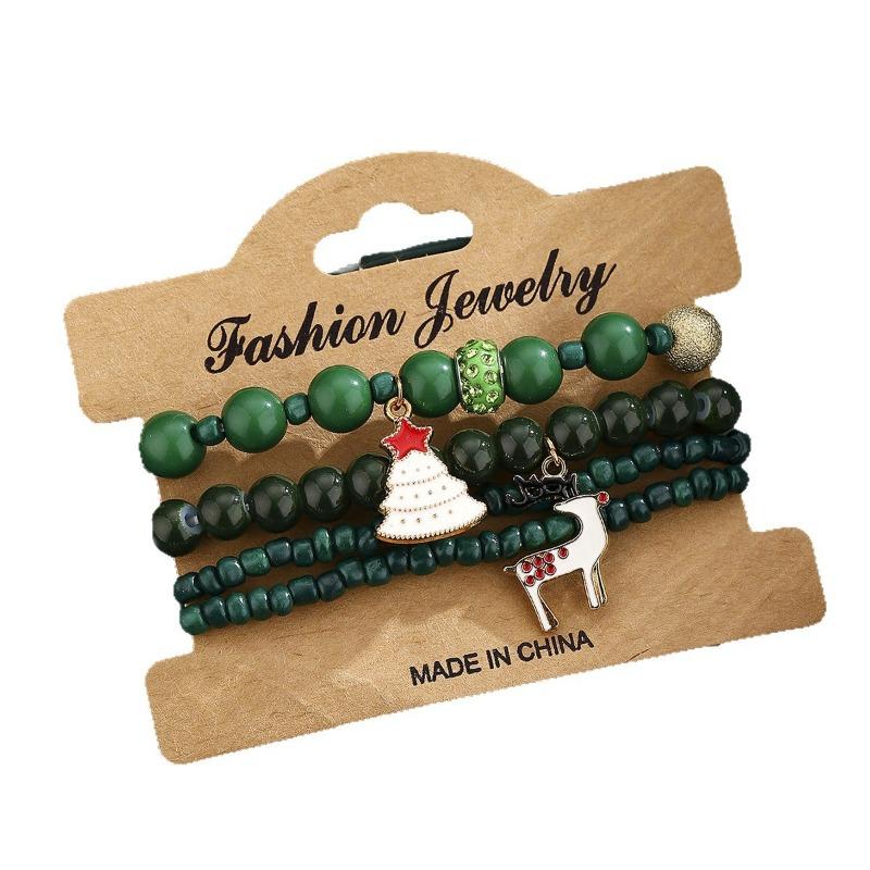 Christmas Bracelet Fashion Elk Diamond Christmas Tree Bracelet Bells Elastic Christmas Set