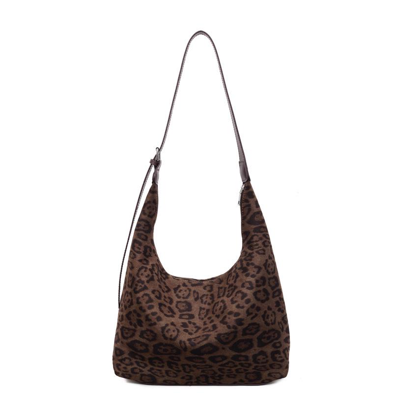 Retro Leopard Print Tote Bag - 2025 Autumn/Winter Collection, Large Capacity Shoulder Bag, Stylish Underarm Design for Women