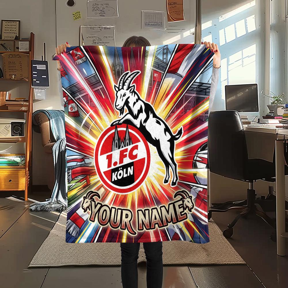 Custom Name 1.FC Köln Flannel Blanket, High quality Comfortable for All Seasons, Home Decor, Warmth and Comfort