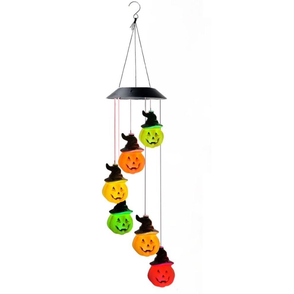 ABBP-2X Halloween Pumpkin Solar Wind Chimes Pumpkin Solar Lights Wind Chimes Waterproof Hanging Pumpkin String Lights