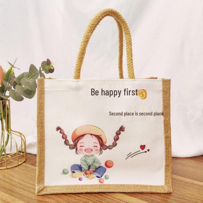 Miaoqiao Linen Waterproof Lunch Tote Bag