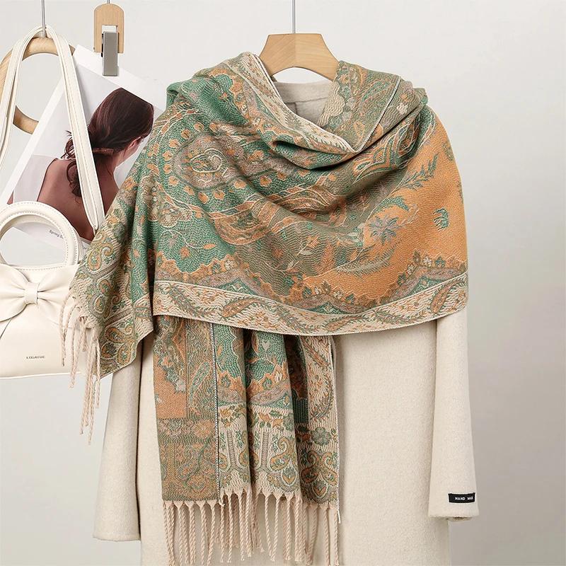 New Shawl Warm Winter Scarf Hijab Women Print Paisley Cashmere Pashmina Thick Wrap Head Neck Foulard Luxury  Blanket Echarpe