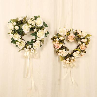 Valentine Rose Wreath Spring Wreath Valentine Wreath 15.7 Inch Floral Wreath With Rose Front Door Sign Door Wreath Artificial