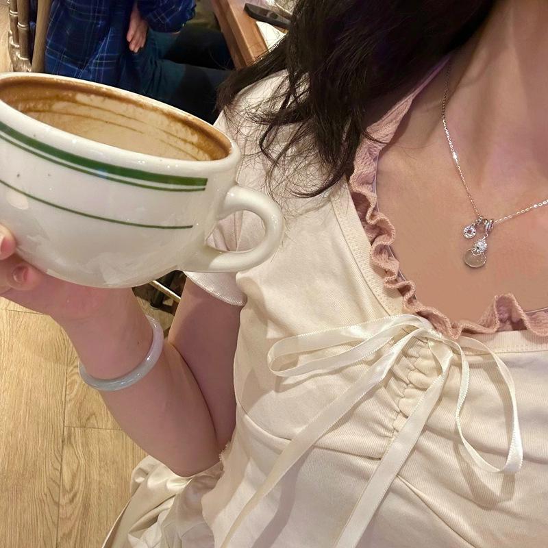 S925 Sterling Silver White Chalcedony Ruyi Fu Necklace with Diamond Inlaid Jade Golden Sterling Silver Necklace