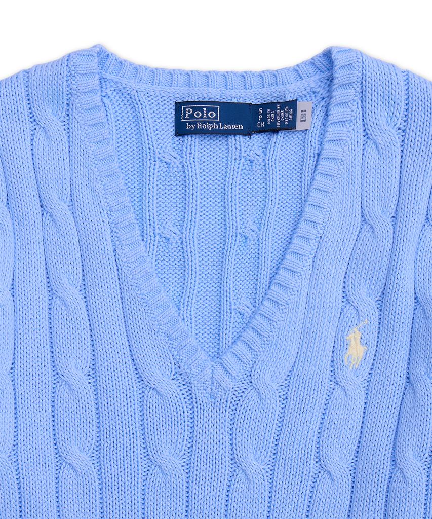 POLO RALPH LAUREN Cable Knit Cotton V-Neck Sweater - Blue