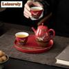 Verbotene Stadt Roter Kran Glückverheißendes Tee-Set Komplettes Set Luxus Teezeremonie-Set Teekanne und Teetasse Set Für Tee-Ornamente Handwerk