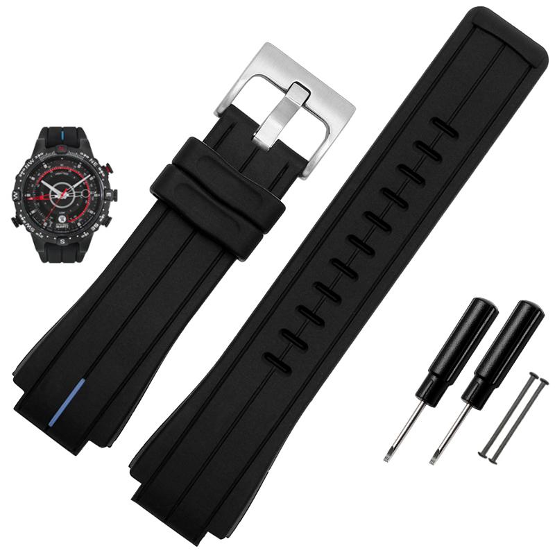

High Quality Rubber watchband for TIMEX watch T2N720 TW2T76300 T2N721 Series Men Waterproof Silicone Sports Strap 24*16mm 24.16mm