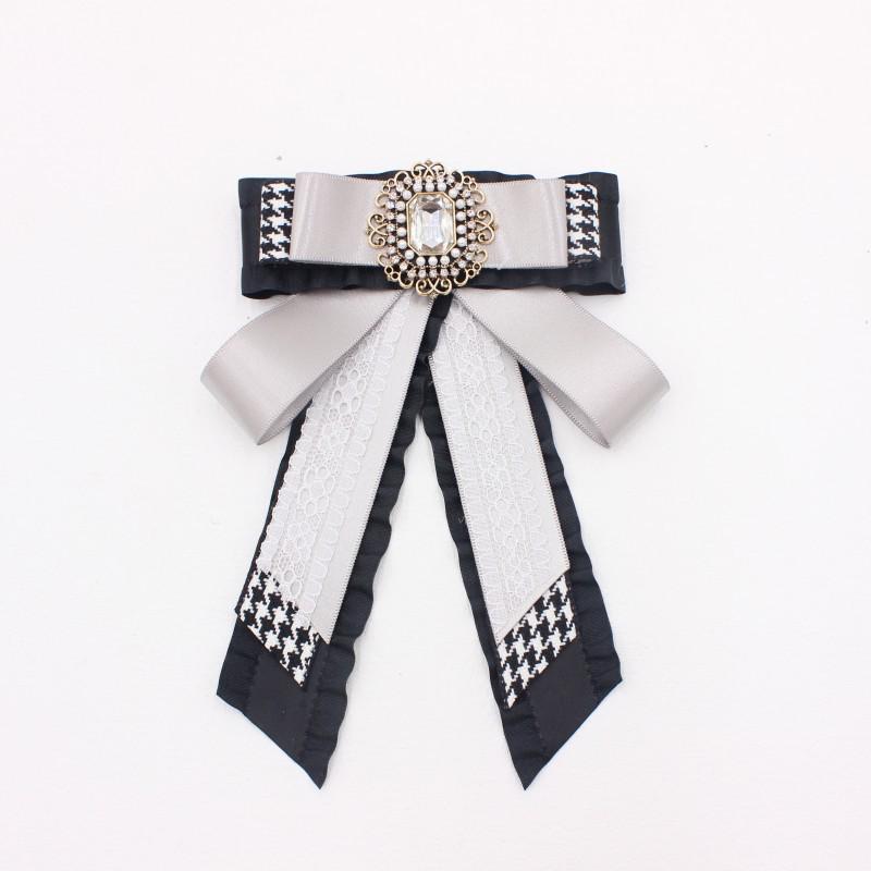 Starry Cat Rhinestone Bow Tie: Multi-Layer Color Block Lace Flower Brooch S245