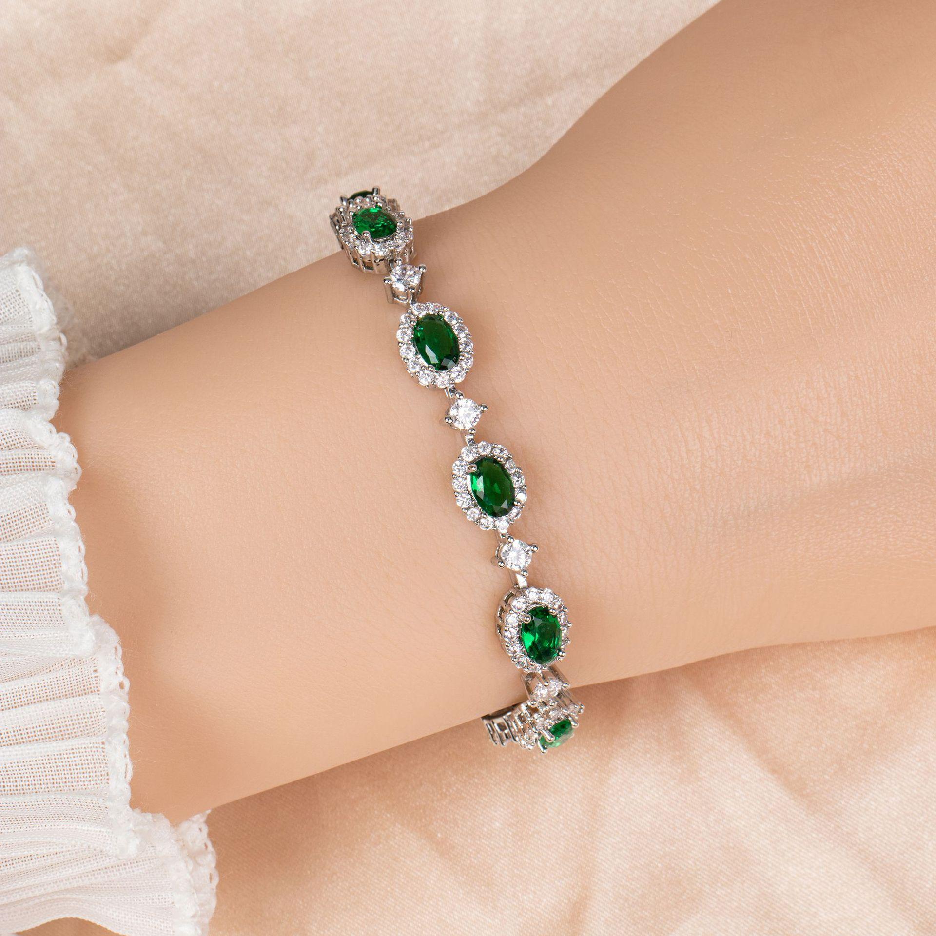 

Модный нишевый высококлассный овальный браслет, Ювелирные изделия, Модный повседневный, Подруга, Тот же браслет. зелёный