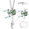 Men Women Mini Fishing Reel Jewelry Set Line Wheel Pendant Necklace Fashion Sporty Outdoor Fishing Jewelry Gift for Anglers
