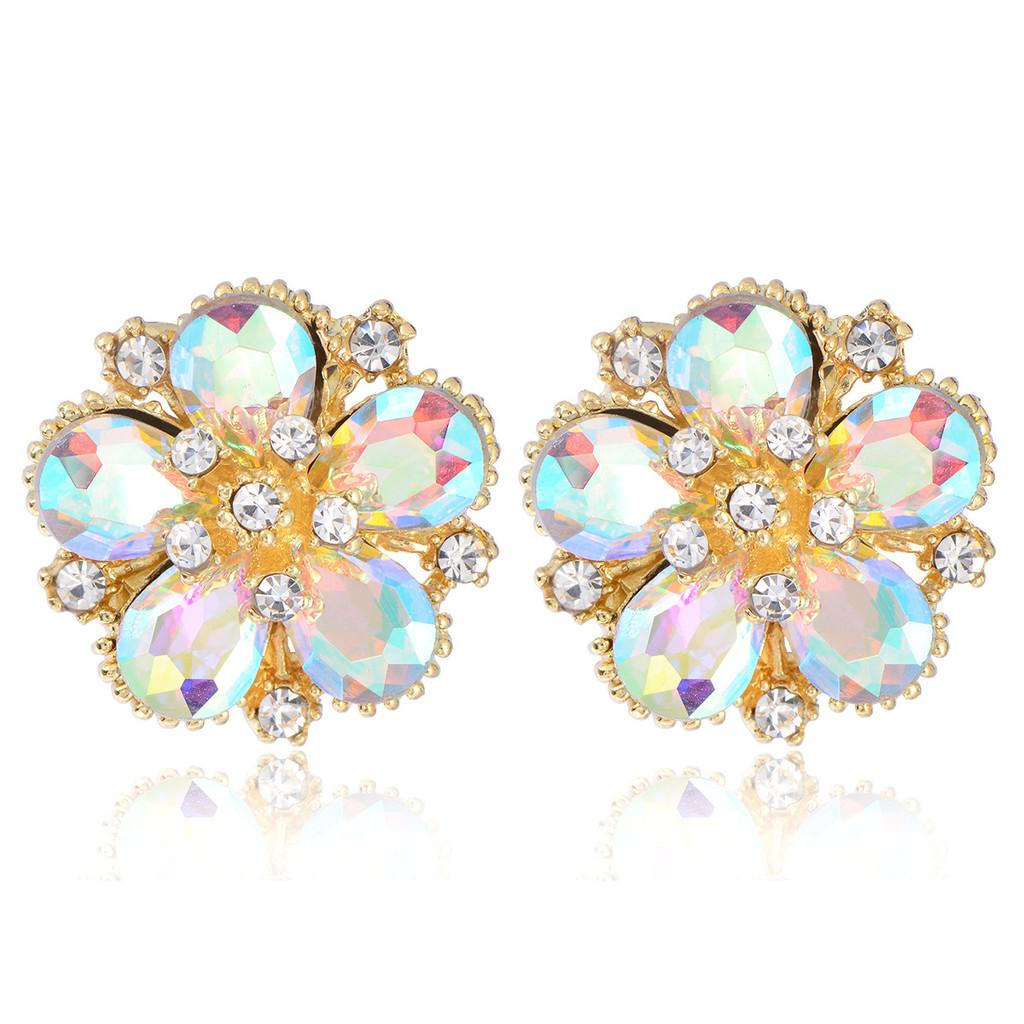 

Flower Crystal Drop Earrings With Alloy And Electroplating For Women Silve