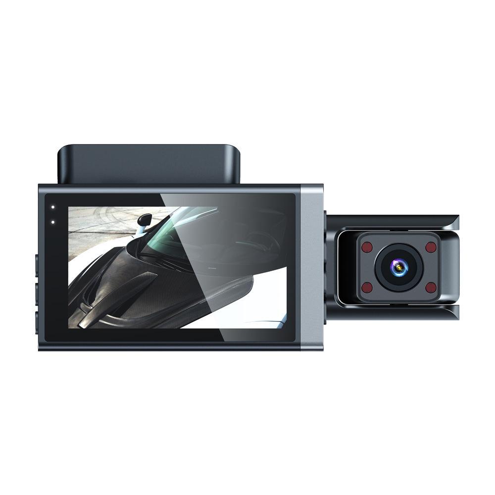 Dash Cam WiFi HD da 3 pollici con visione notturna e tripla lente per registrazione anteriore, interna e posteriore