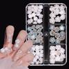 Aurora Camellia Nail Art Rhinestones 90PCS Iridescent Glossy Acrylic Resin for Wedding Nail Design DIY Manicure Decor
