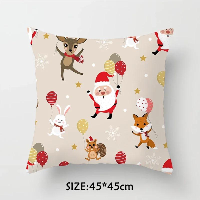 Christmas Pillowcase  Tree Santa Claus Elk Cushion Cover Merry  Home Happy New Year Gift