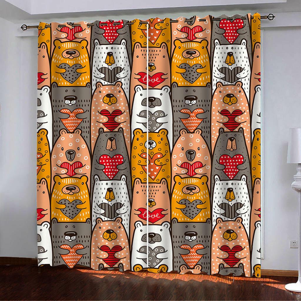 Curtains Popular Small Animal Head Simple Digital Printing High Density Blackout Curtains