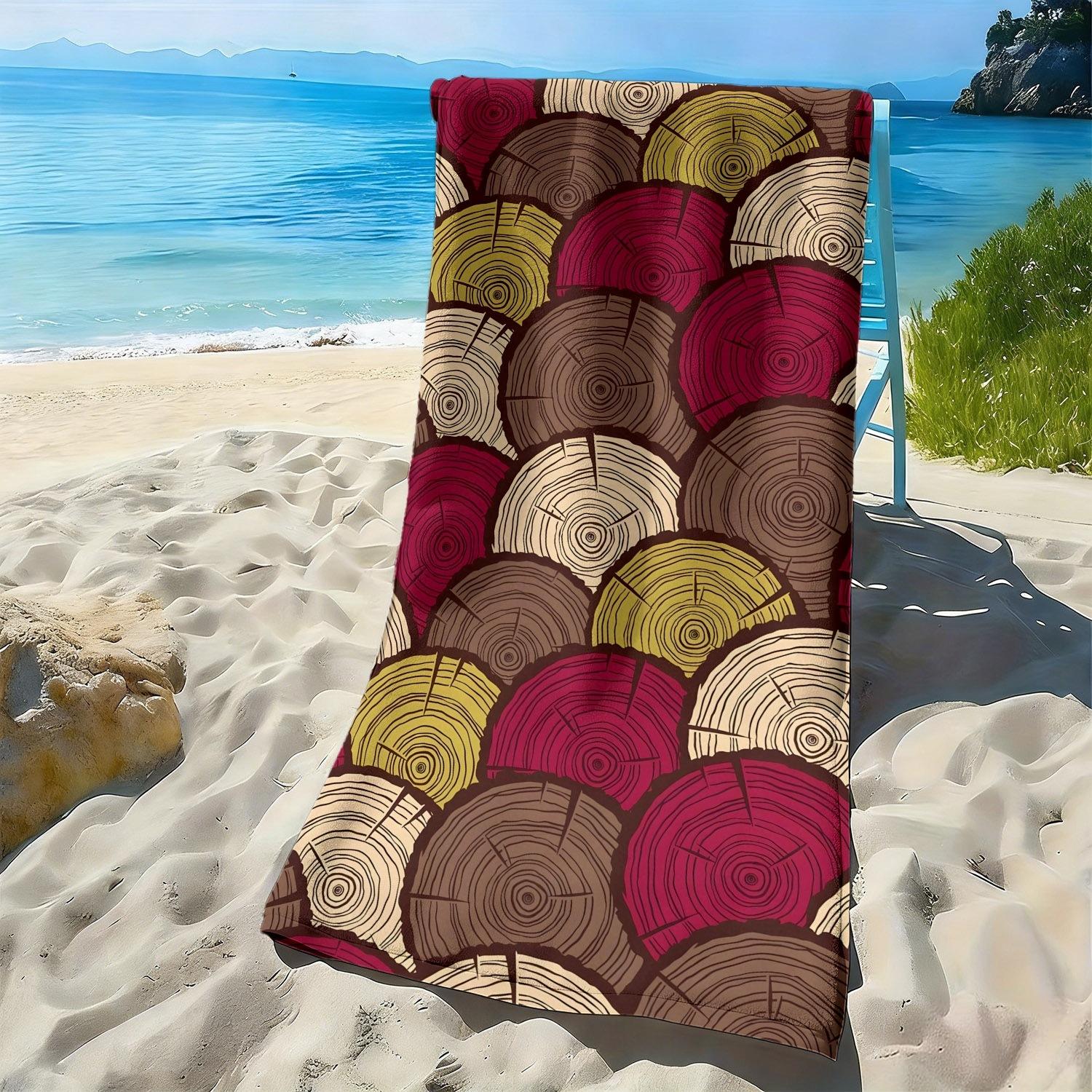 

Log wind annual ring pattern print polyester microfiber beach towel is highly absorbent, suitable for swimming and beach outings W40*H60(CM)