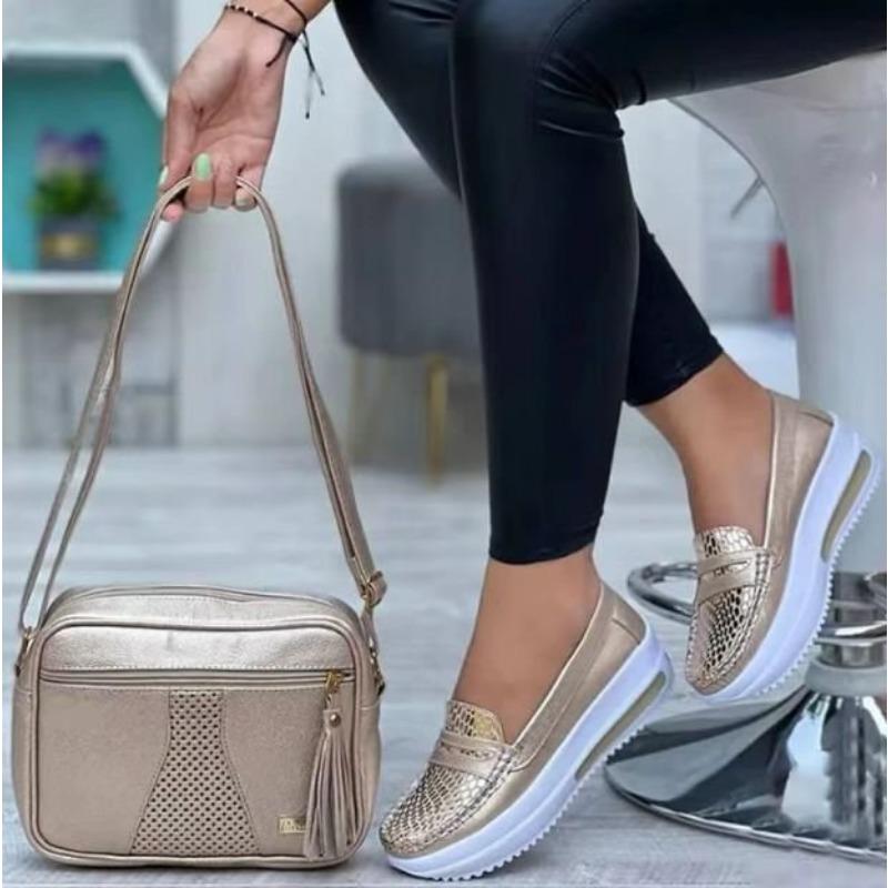 New Casual Single Shoes Round Head Low Top Thick Sole Heightening Soft Sole Work Shoes Doudou Shoes Women