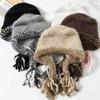 Cute Edge Winter Hat Ear Protection Warm Knitted Woolen Hat Windproof Thermal Beanie Cap Winter