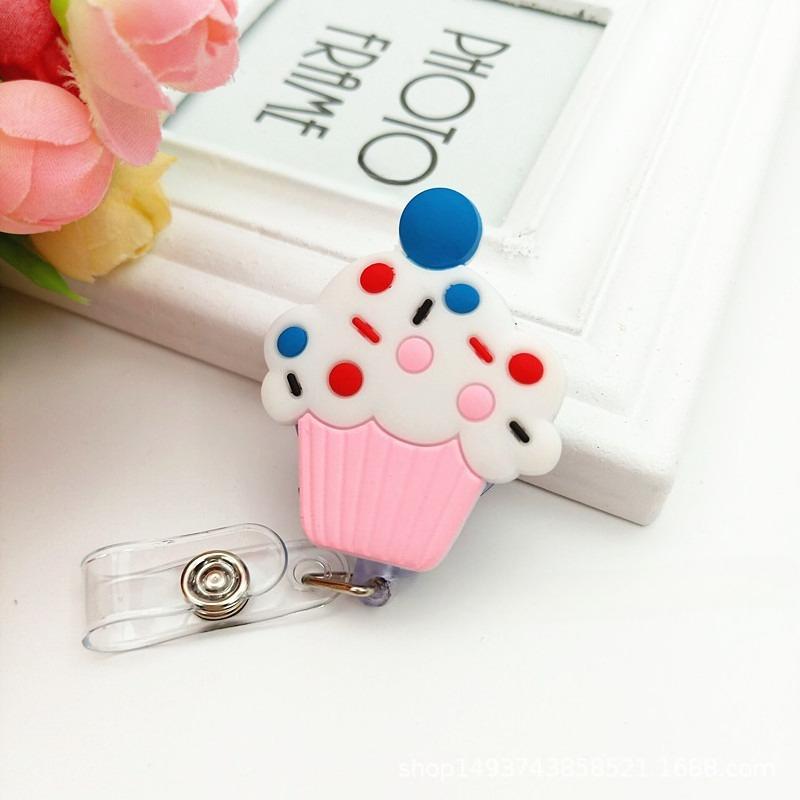 1 Piece High Quality Silicone Retractable Nurse Badge Holder Clip Fruits Dolphin Sunflowers Students ID Card Holder