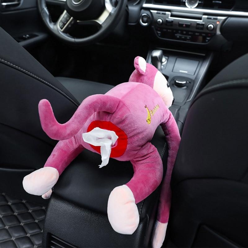 Cute Plush Monkey Hanging Tissue Boxes Animal Napkin Tissue Paper Boxes Holder for Car Home Garden Kitchen Storage