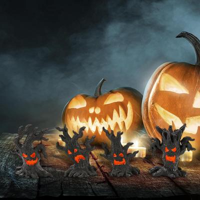 4 sztuki Dekoracja Halloween Drzewo Kreatywne Żywiczne Urocze Ozdoby Straszne na Patio