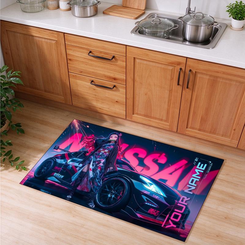 Demon SlayerNinja Customizable name kitchen floor mat easy to clean and wipe down Suitable for kitchens living rooms and entryways—a perfec