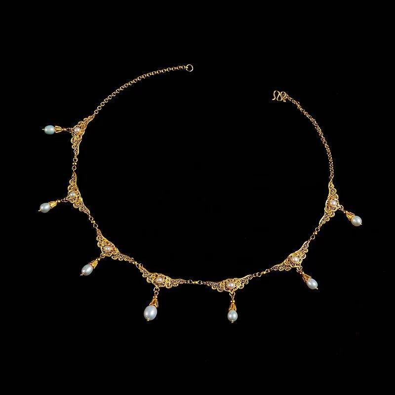 

Ruyi Scroll Grass Pattern Necklace New Chinese Style Hanfu Yingluo Accessories High-end Feeling Ethnic Style Collarbone Necklace