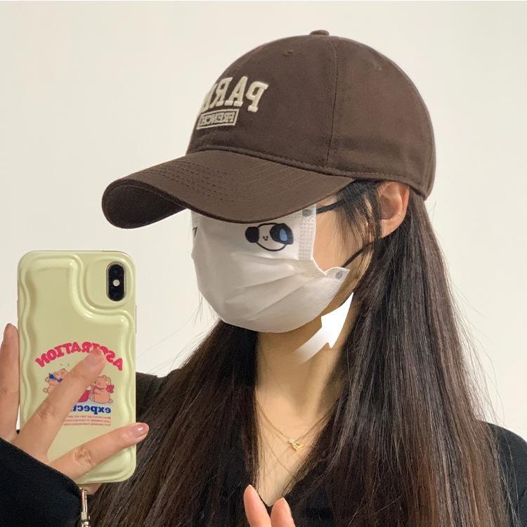 Soft Top Versatile Baseball Hat for Men and Women Korean Embroidered Letters Baseball Cap Showing Off The Face and Shading Sun