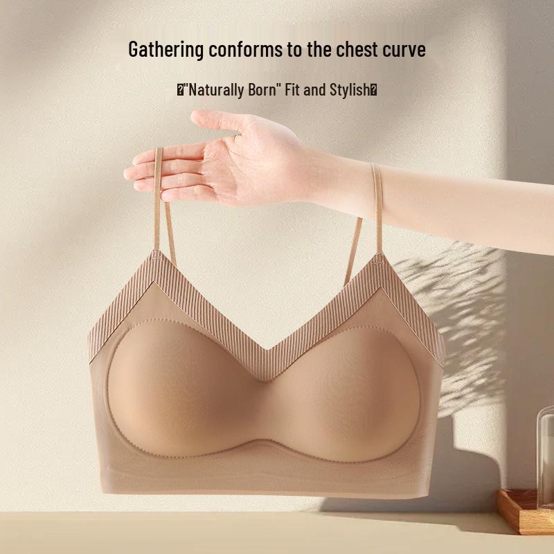 Jelly Strip Seamless Lift Camisole: Women's Thin Strap Anti-Sag Bra with Beautiful Back Design