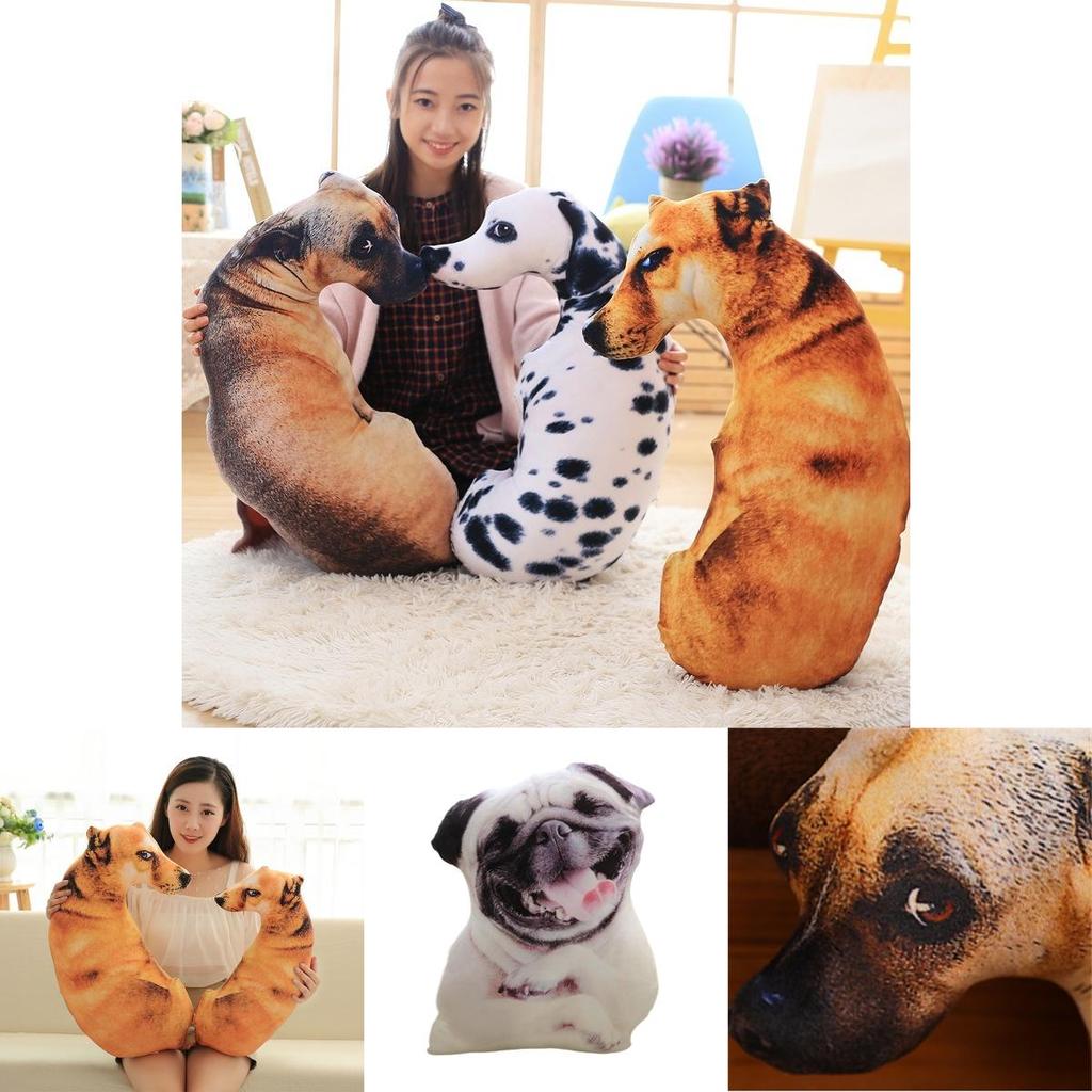 Kreatives 3D-Simulations-Hundekissen, Plüschtier Hund Stofftier für Kinder, Kurzer Plüschstoff, PP-Baumwollfüllung, Verschiedene Größen und Farben