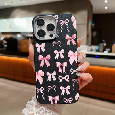 Stoßfeste Matte Handyhülle mit Schleifenmuster für iPhone 16 Pro Max 15 Pro 14 Plus 13 12 11 TPU Ledertextur Schlanke Weiche Bumper-Abdeckung