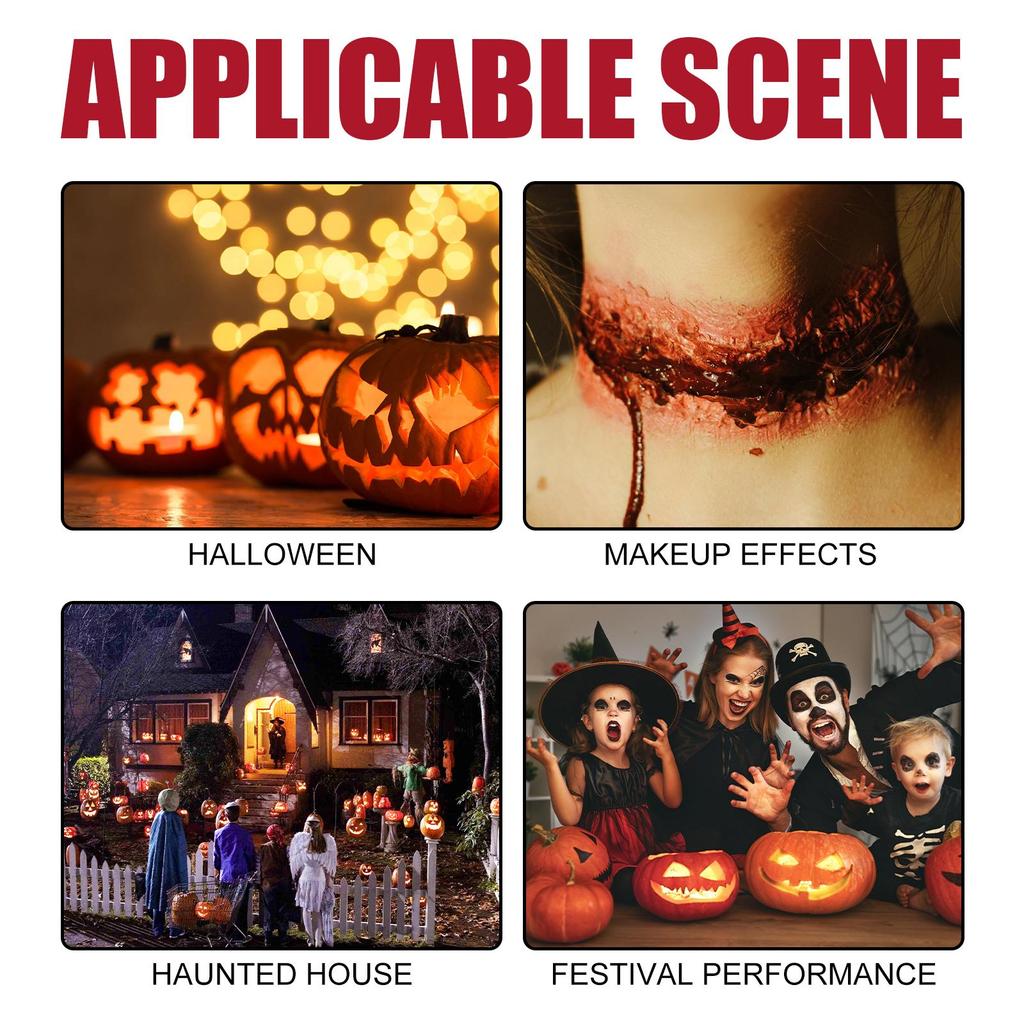 Zestaw do makijażu na Halloween Jue-Fish, zawiera sztuczną krew, wosk do skóry, nóż do rzeźbienia, makijaż ran, kostium wampira na Halloween 1 zestaw