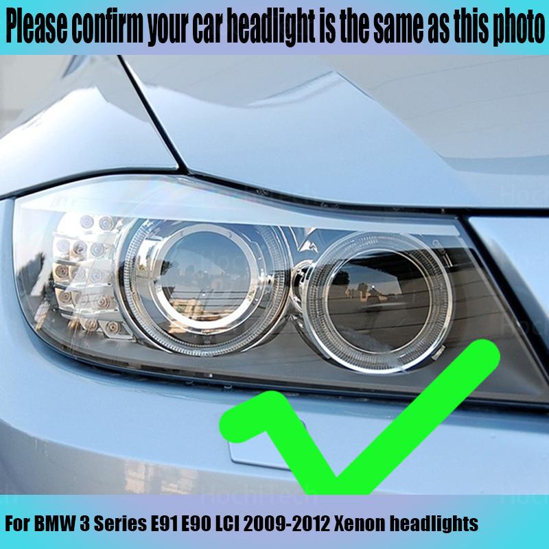 For BMW 3 Series E91 E90 LCI 2009-2012 Xenon Headlights Switchback Cotton Light LED Angel Eye Dual Color
