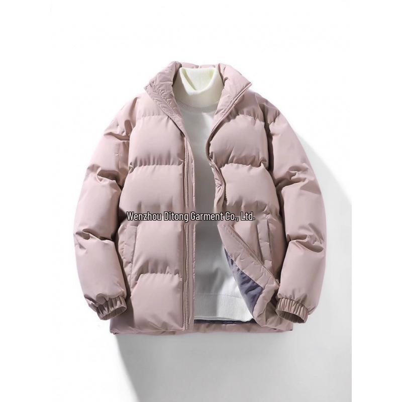 Men's Autumn & Winter High Neck Thickened Cotton Coat with Velvet, Solid Color, Plus Size, Couple Wear Puffer Down Jacket