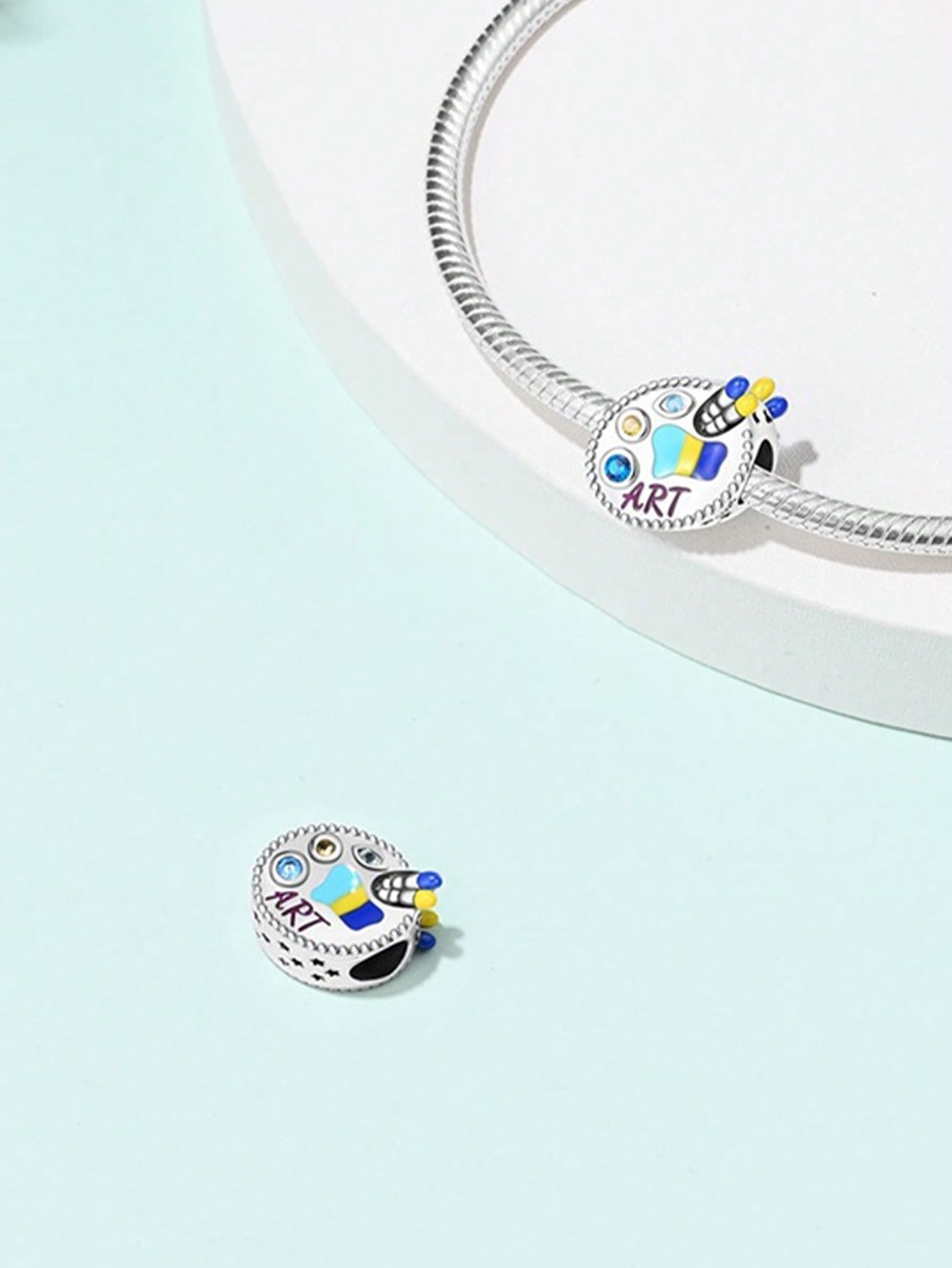 

Підвіски Срібло Палітра Художника Олійні Фарби Намистини Шарм Мідне Покриття Підходить для Шармів Оригінальний Браслет Для Виготовлення Прикрас DIY Шарм